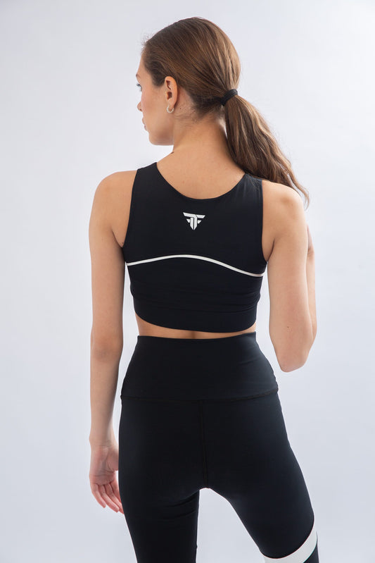 Black Piping Sports Bra