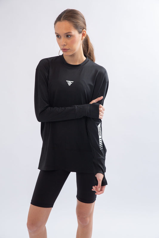 Black Warm-Up Modest Top - tops, workout tops
