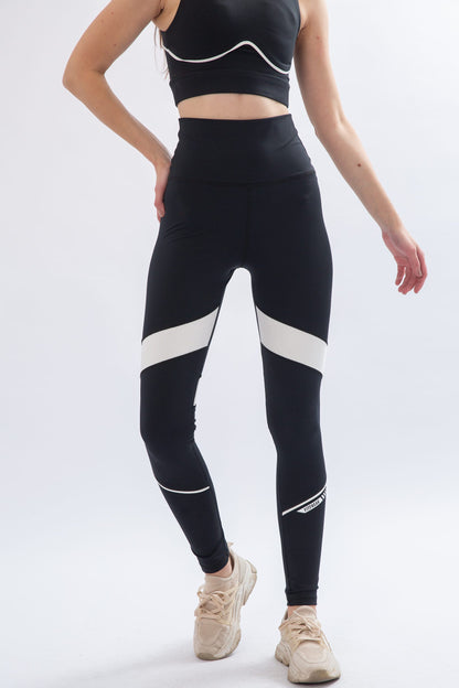 Black Piping Color Block Leggings - leggings, basic
