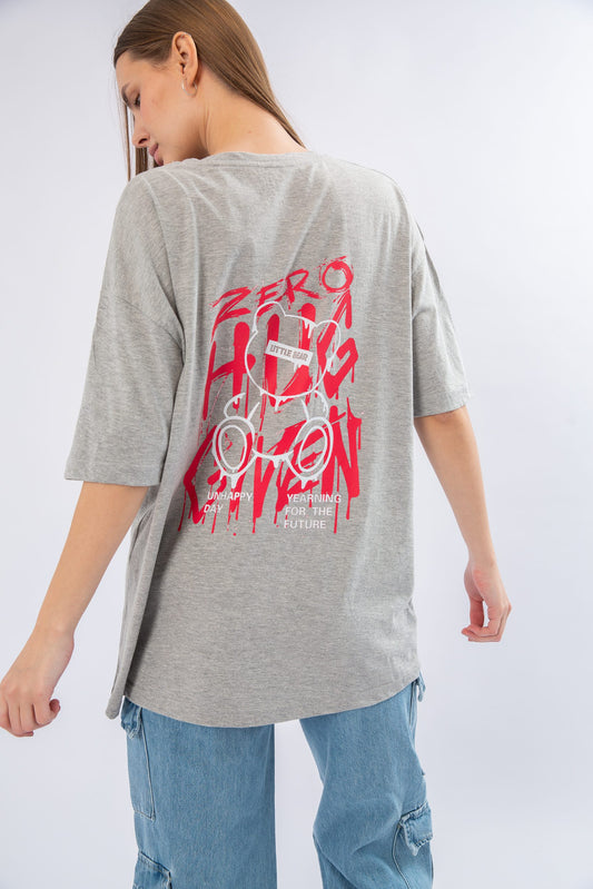 Little Bear Printed T-Shirt In Gray