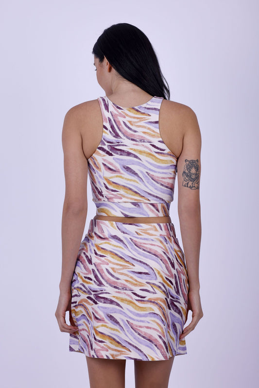 Colorful Stripes Printed Tennis Skort