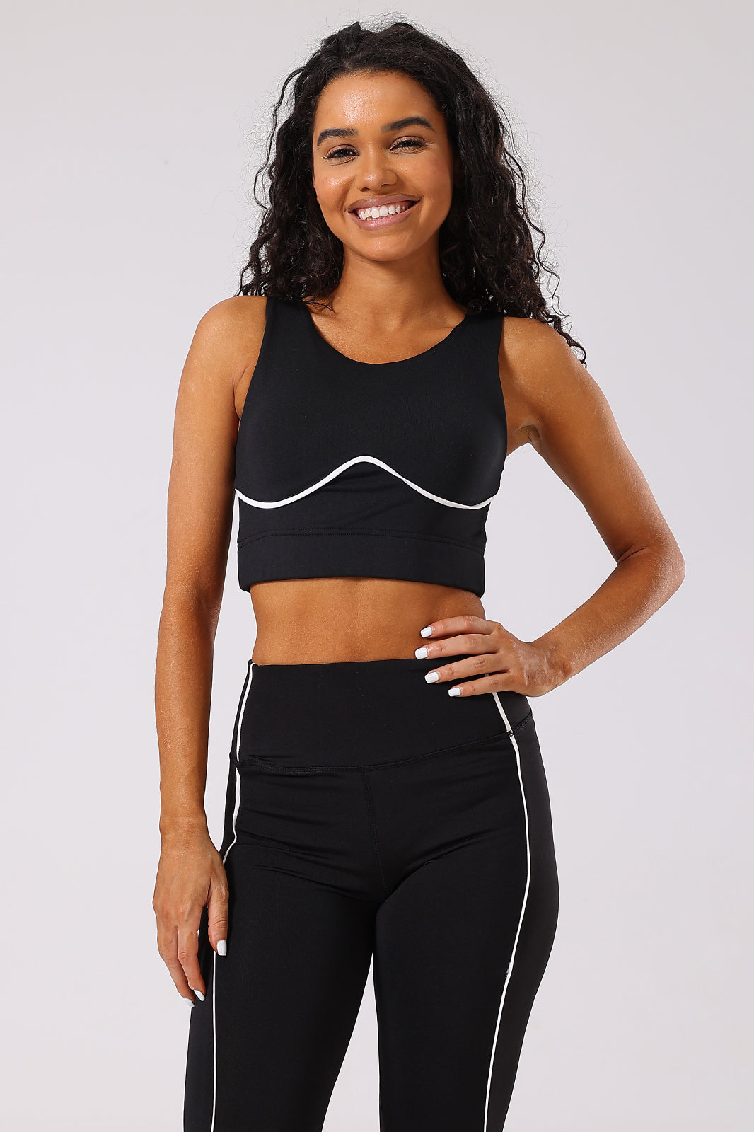 Black Piping Sports Bra