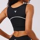 Black Piping Sports Bra