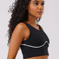 Black Piping Sports Bra