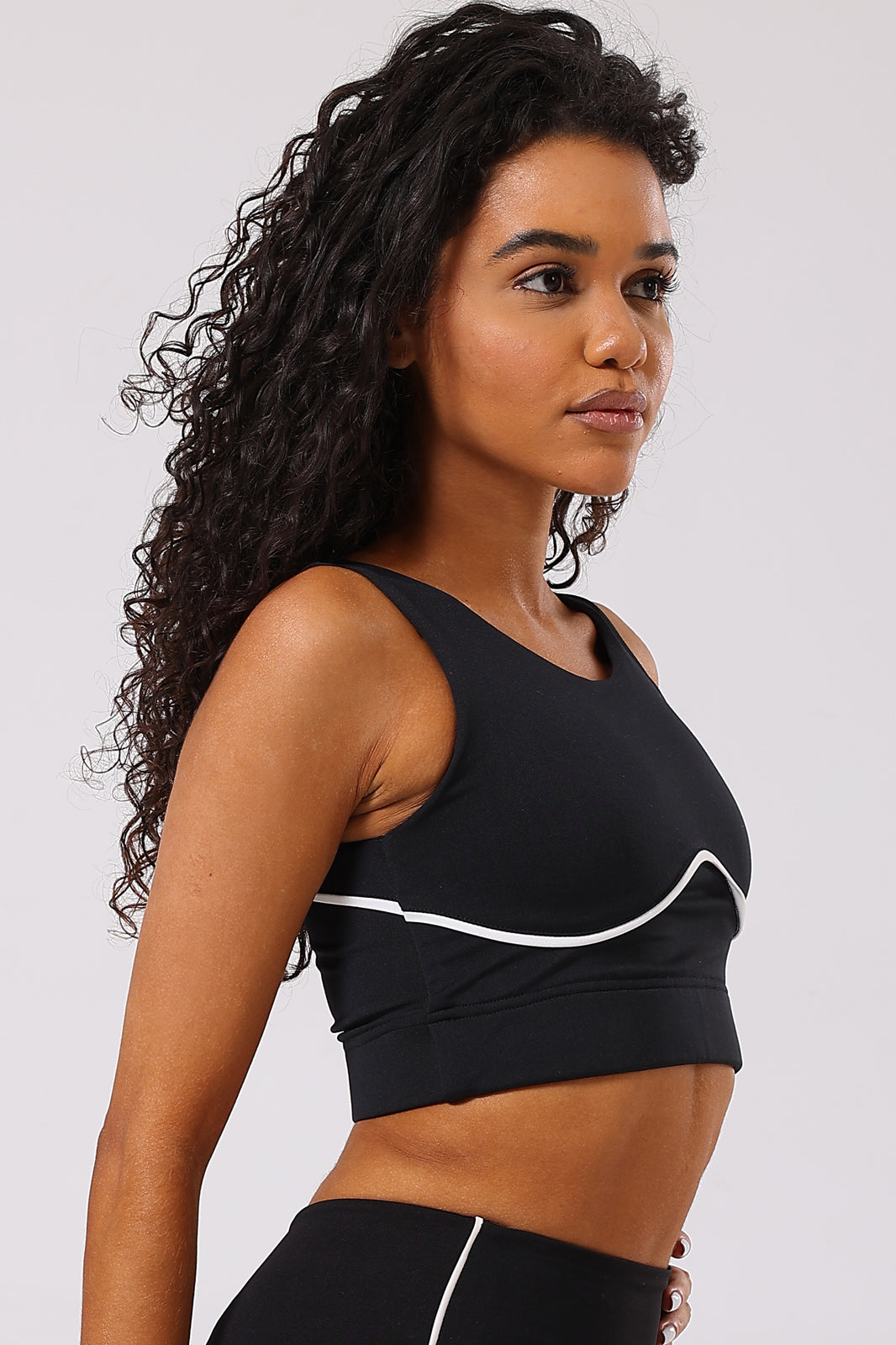 Black Piping Sports Bra