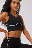 Black Piping Sports Bra