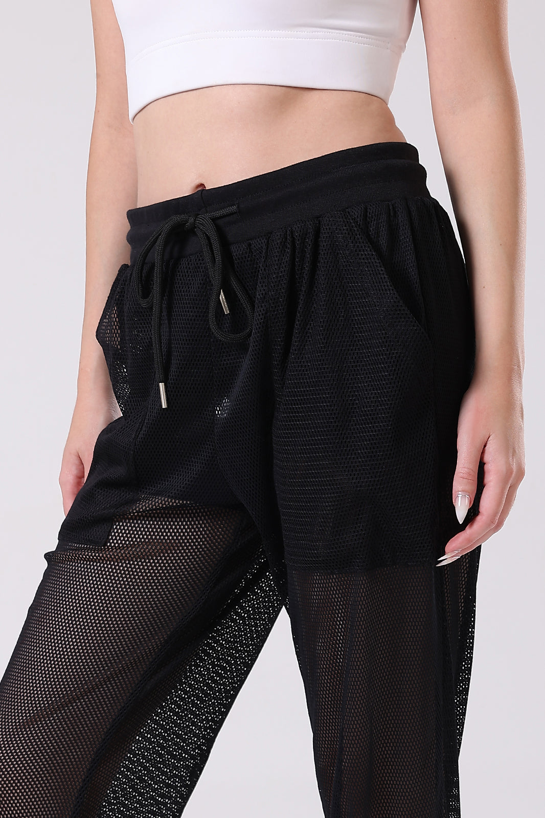 Mesh See-Through Black Sweatpants