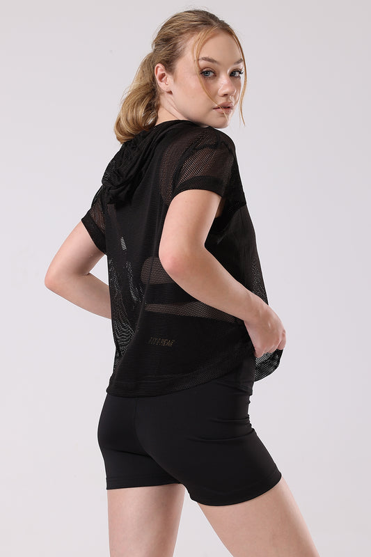 Mesh See-Through Black crop top