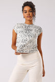 Ink Storm Print Cap Sleeve Top