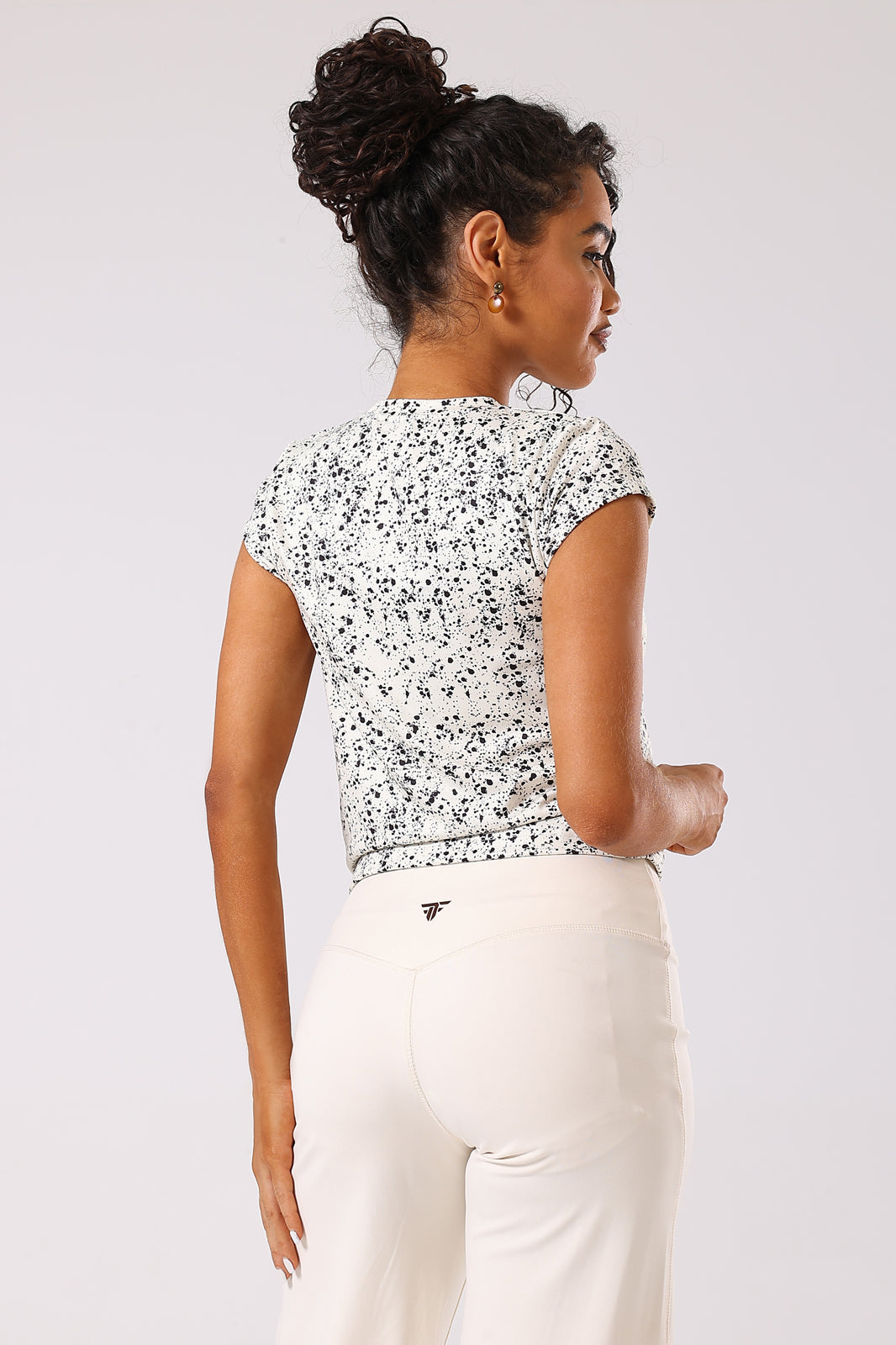 Ink Storm Print Cap Sleeve Top