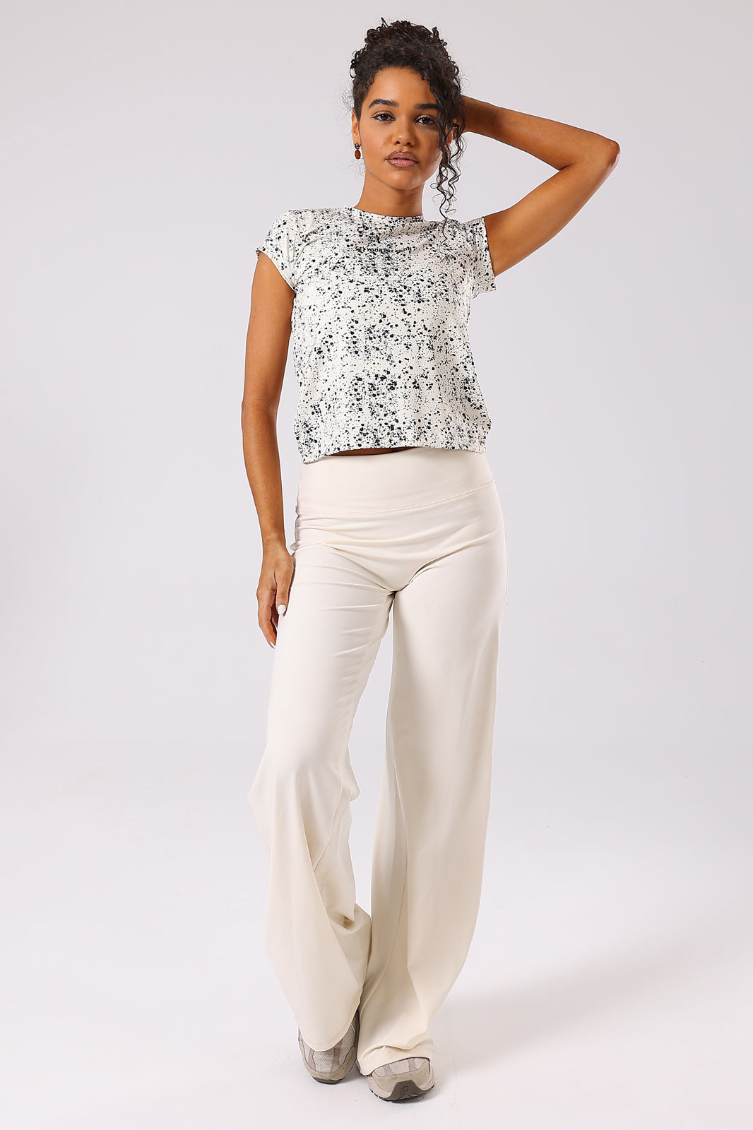 Ink Storm Print Cap Sleeve Top