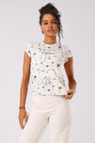 Storm Bloom Print Cap Sleeve top