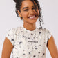 Storm Bloom Print Cap Sleeve top