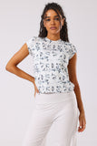 Storm Cloud Print Cap Sleeve top