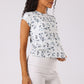Storm Cloud Print Cap Sleeve top