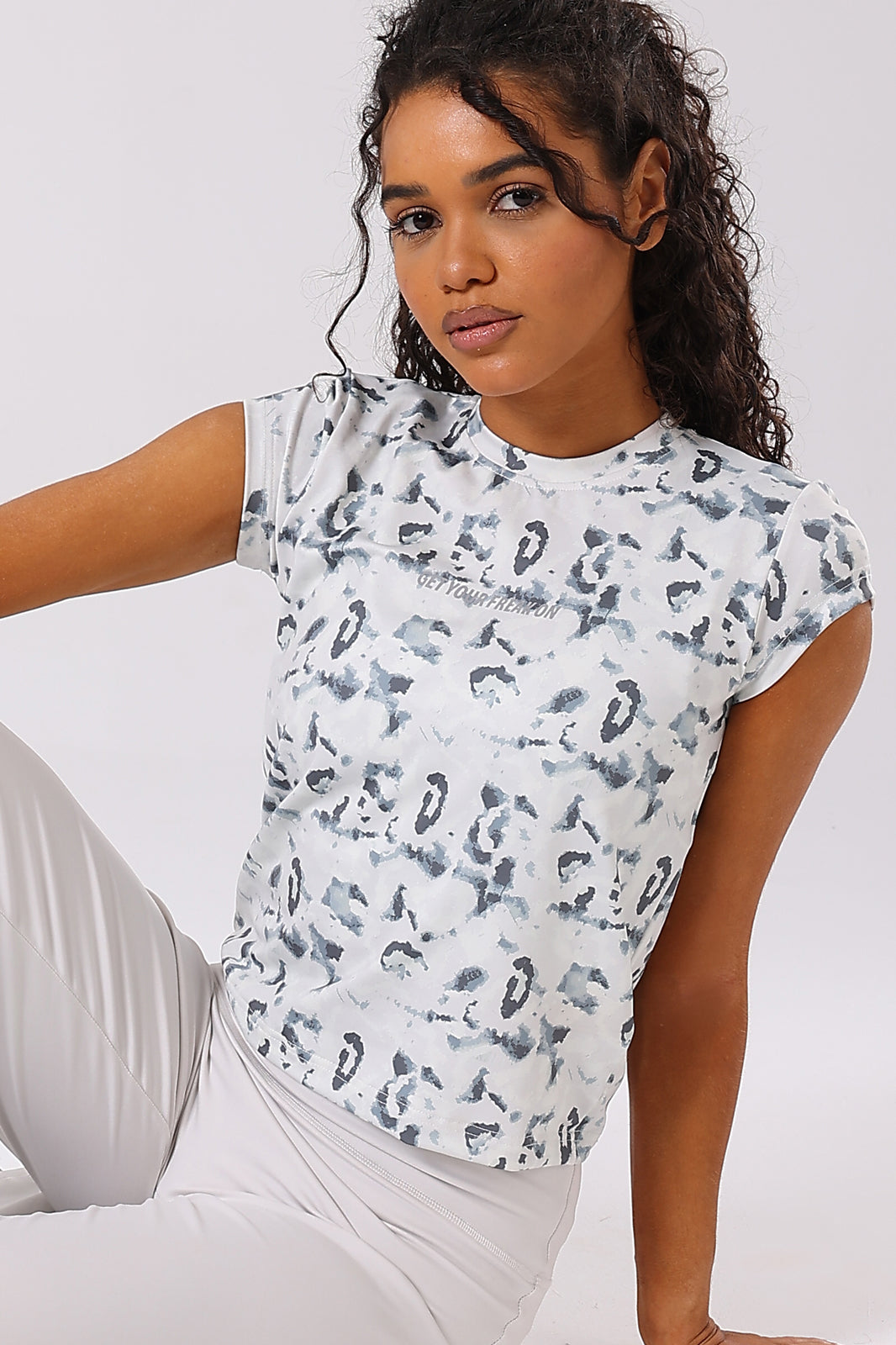Storm Cloud Print Cap Sleeve top