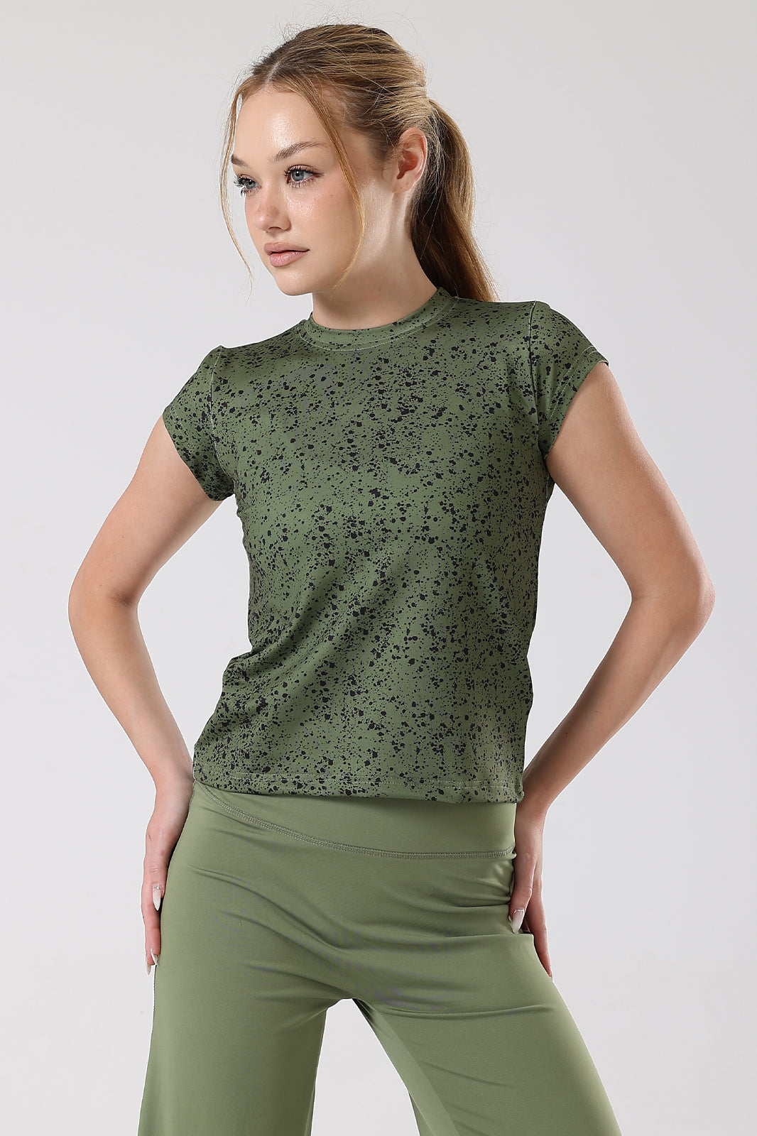 Ink Storm Print Cap Sleeve Top