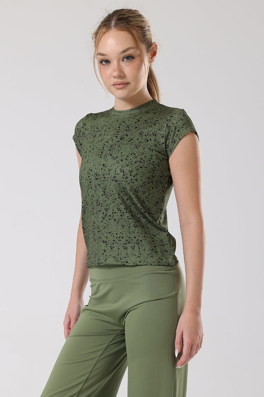Ink Storm Print Cap Sleeve Top