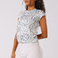 Ink Storm Print Cap Sleeve Top
