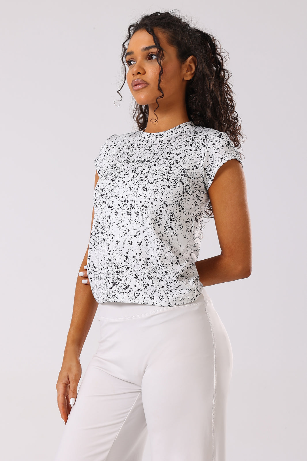 Ink Storm Print Cap Sleeve Top