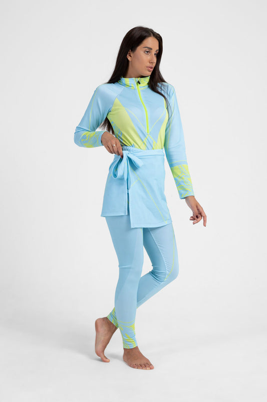 Cyan Marble Waves Burkini