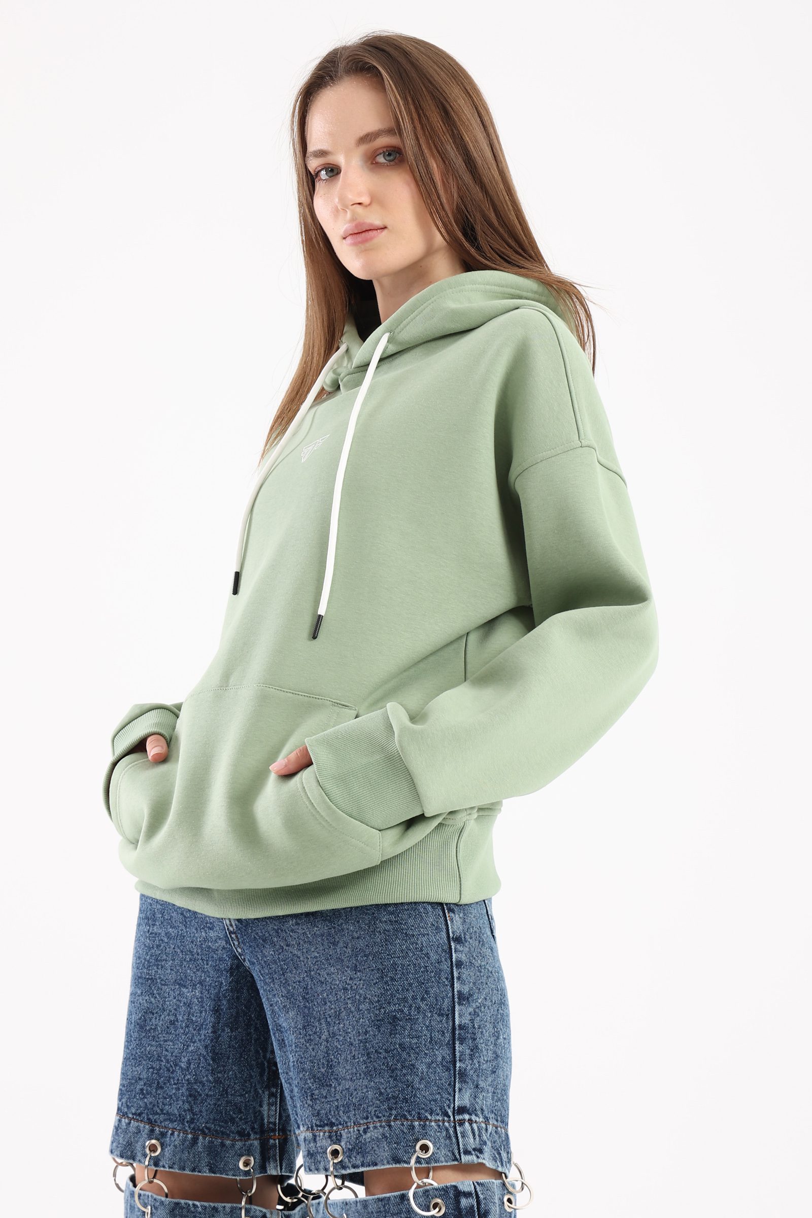 Oversized basic hoodie in mint green – Fit Freak